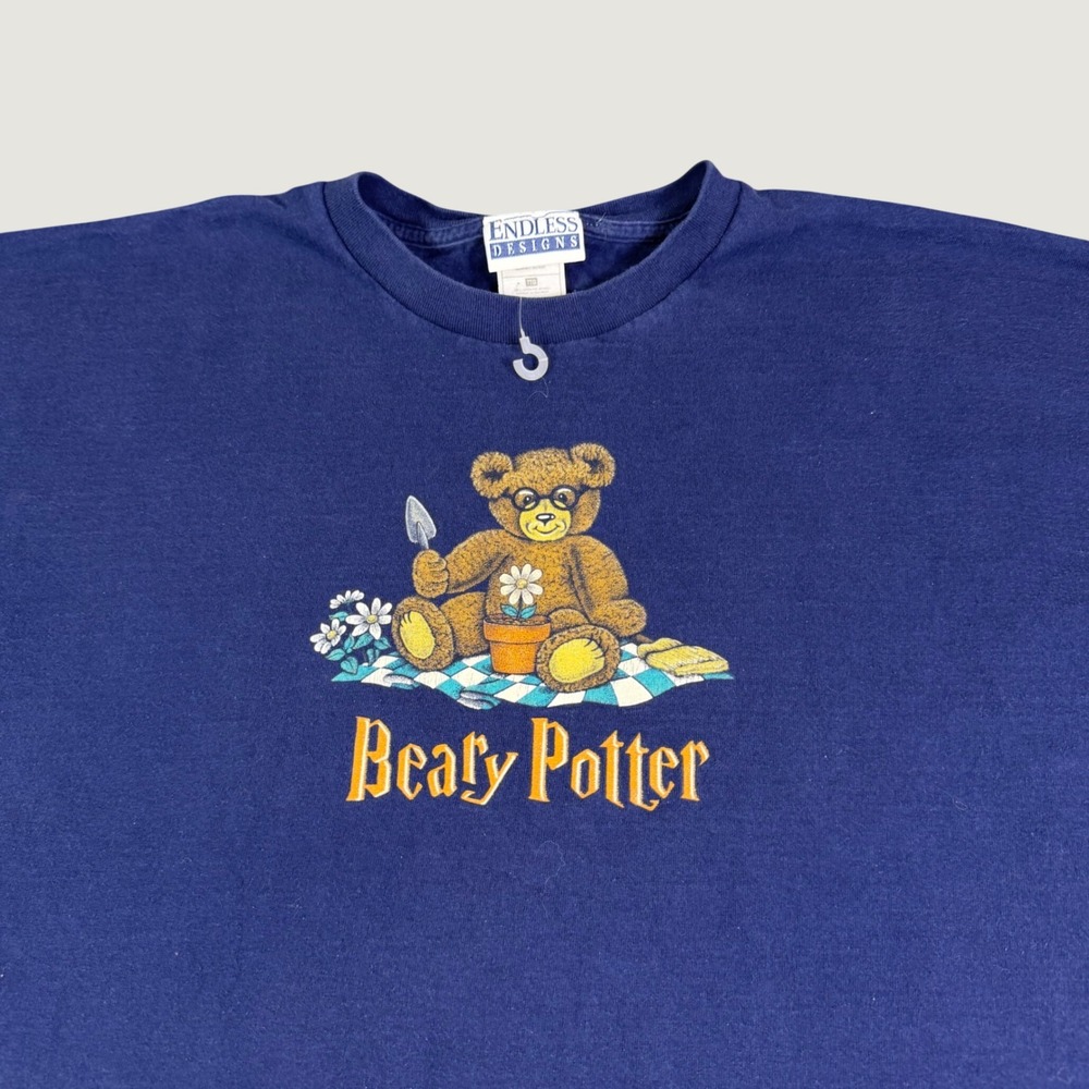 Vintage Endless Designs Beary Potter Navy Blue Graphic T-Shirt XXL